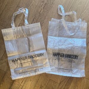 Happier Grocery clear tote bags x 2